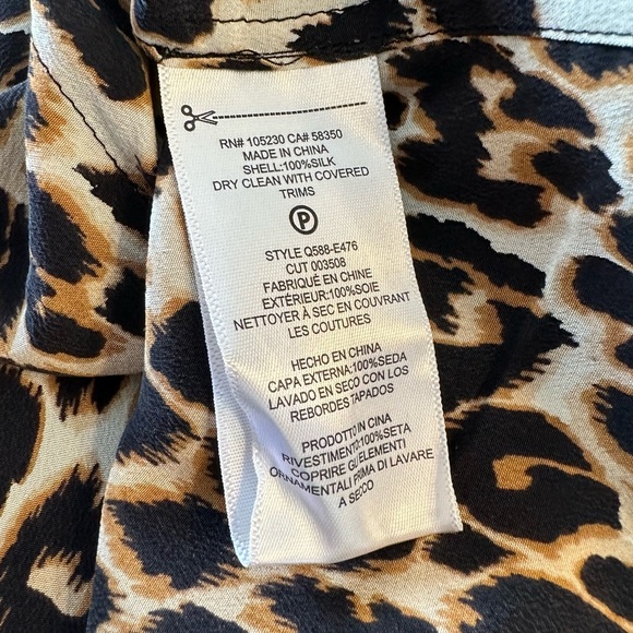 Equipment Silk Aubrey Dress Shift Leopard Print size Large Crew Neck Pockets - Picture 11 of 12